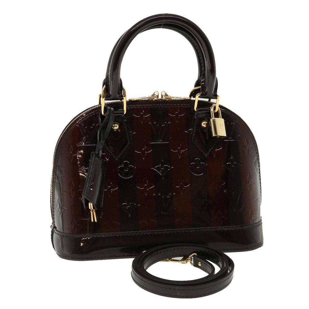LOUIS VUITTON Vernis Rayure Alma BB HandBag Amarante M91700 Auth bs2951A - Picture 1 of 10